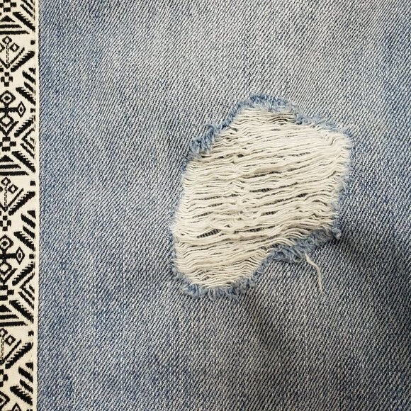 Lucky Brand Relaxed Tapered Jeans Womens 0 Distressed Fray Side Stripe Boho - Picture 7 of 9